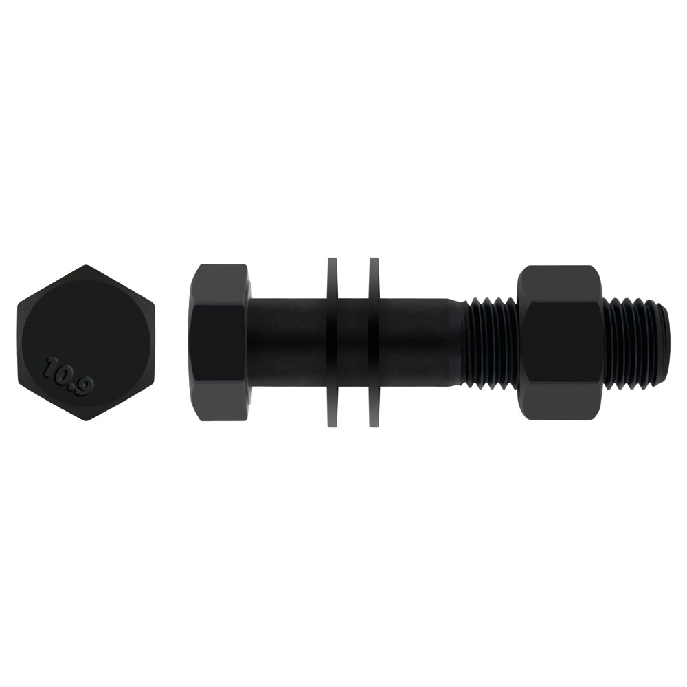 EN 14399-4 10.9 HV SET BL, Set de tornillería estructural de alta resistencia para precarga, sistema HV con marcado CE, acabado negro y calidad 10.9
